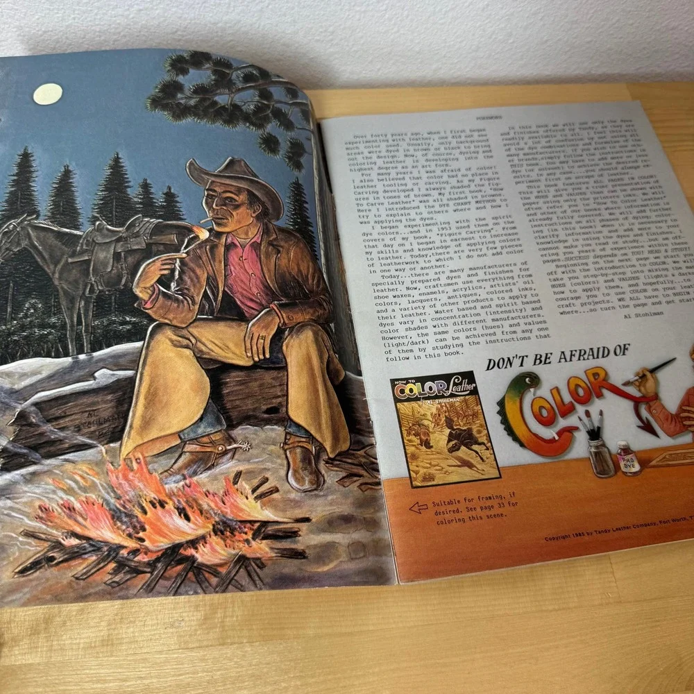 Vintage 1985 Coloring Leather Al Stohlman Tandy Leather Co Book 1942 Craft Guide
